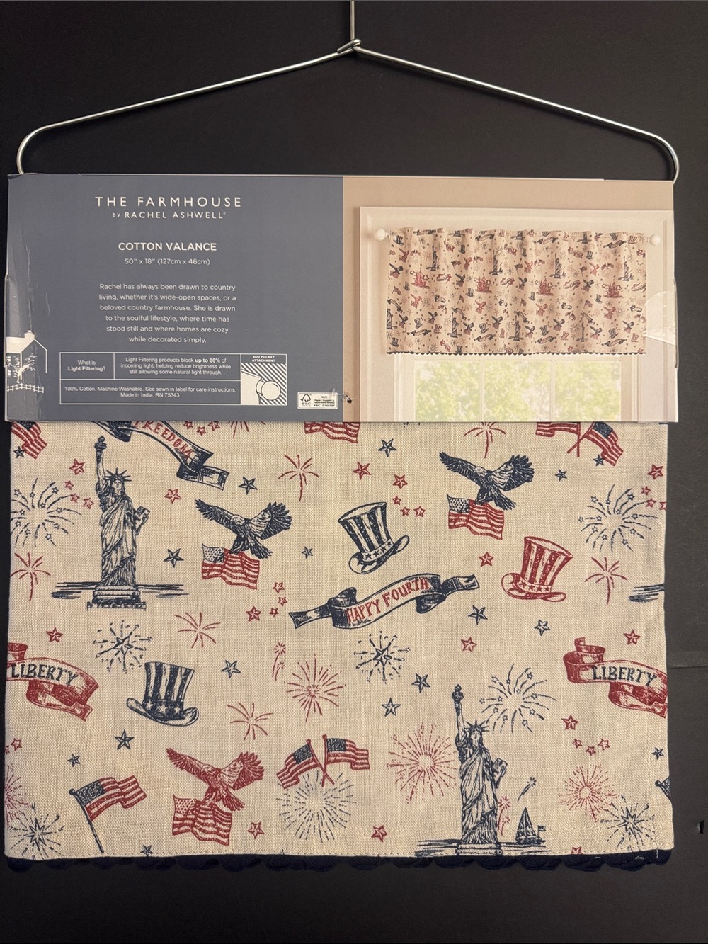 THE FARMHOUSE by Rachel Ashwell Patriotic Cotton Valance -Light Filtering